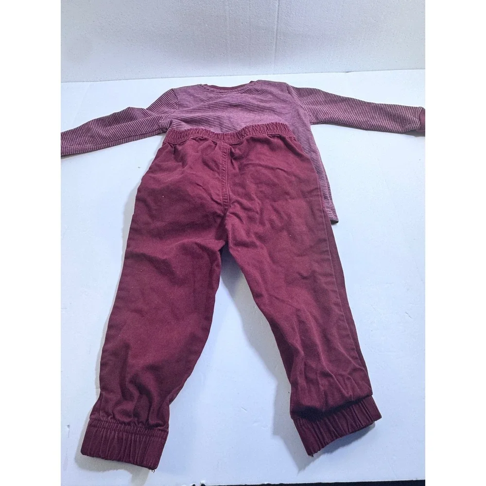 Granimals‎ Boys Maroon Stripe Henley Shirt and Jogger Pants Outfit two pieces